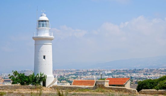 Lighthouse near city of paphos, cyprus